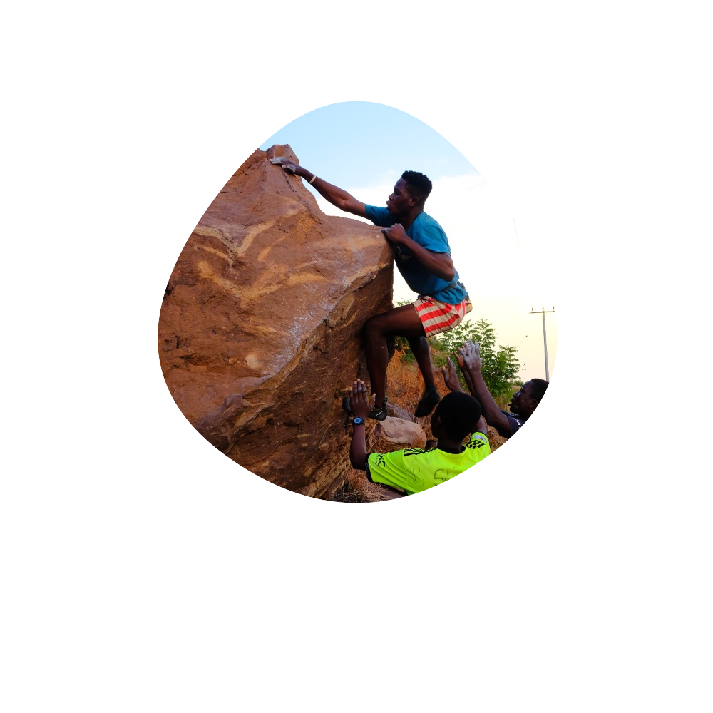 bouldering in Asubone, Ghana